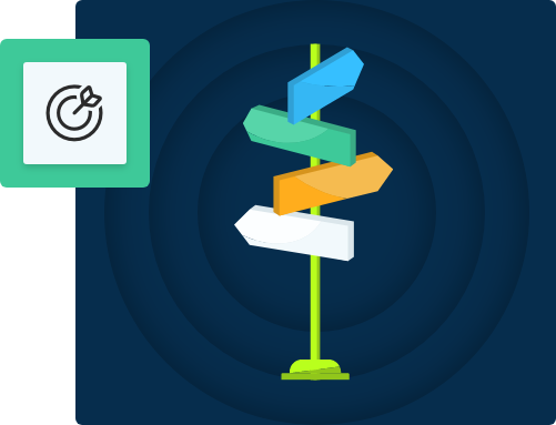 A bullseye icon next to a stand