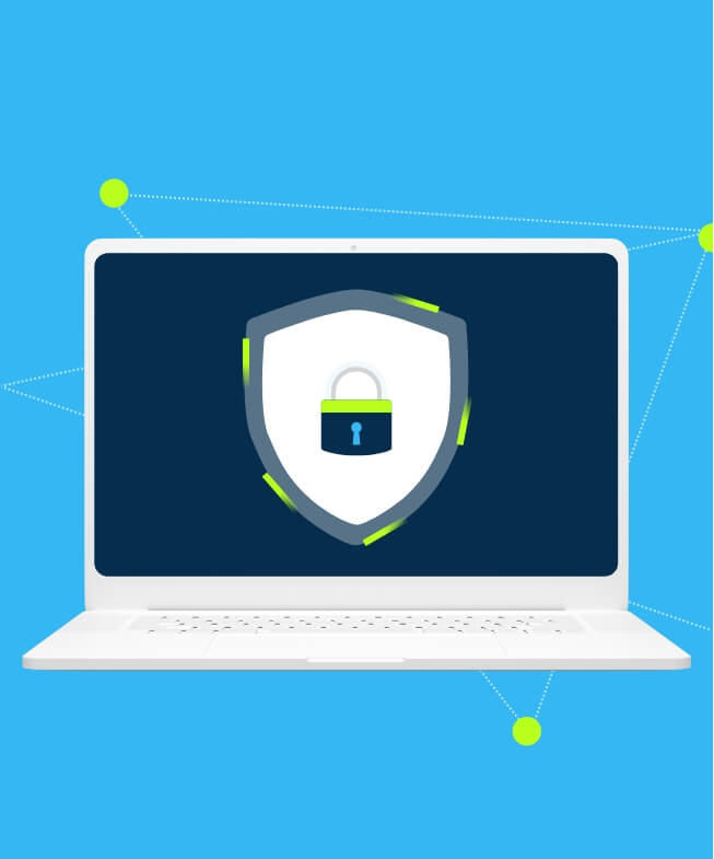 A laptop and security lock icon