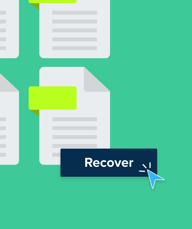 An image that has a report icon with a button that says recover