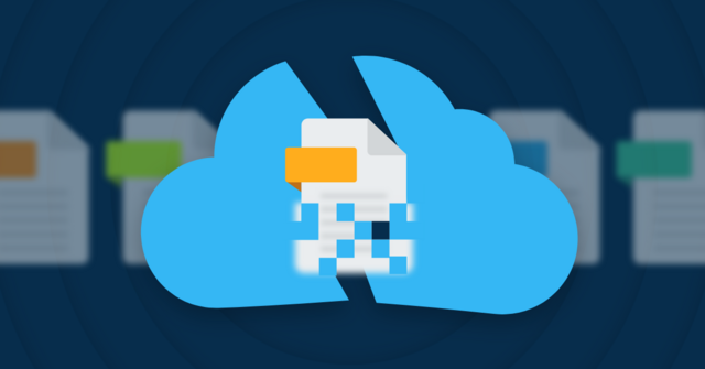 a broken cloud with a corrupted file in the center