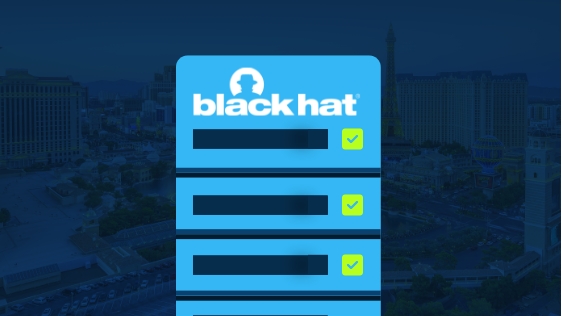 black hat logo on top of a list
