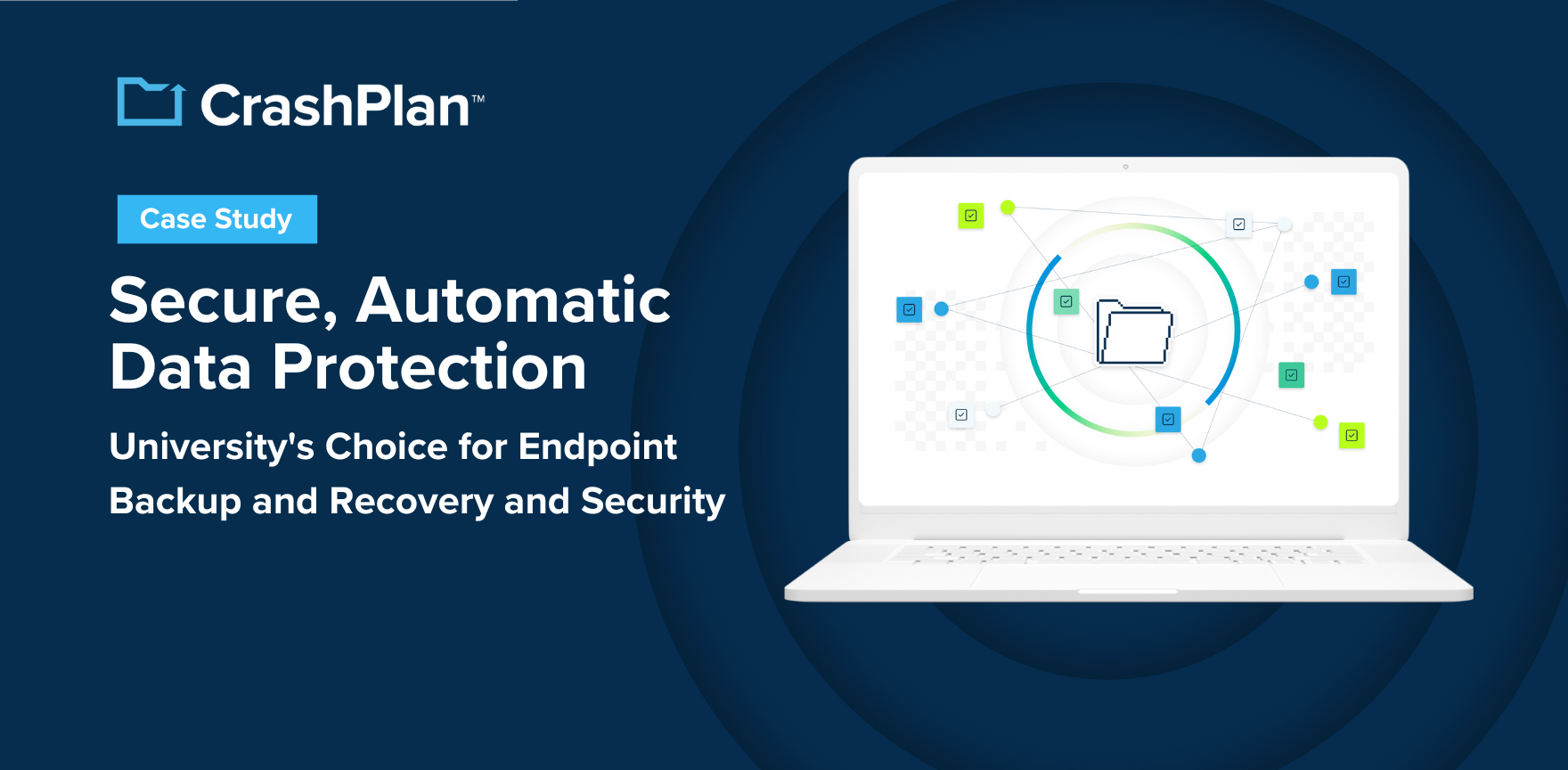 Case study banner that highlights CrashPlan's endpoint cloud backup solutions that offer secure automatic protection