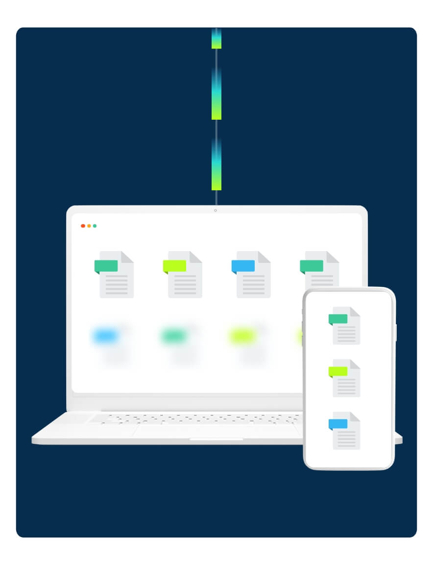 Laptop and Phone mockups showing file library