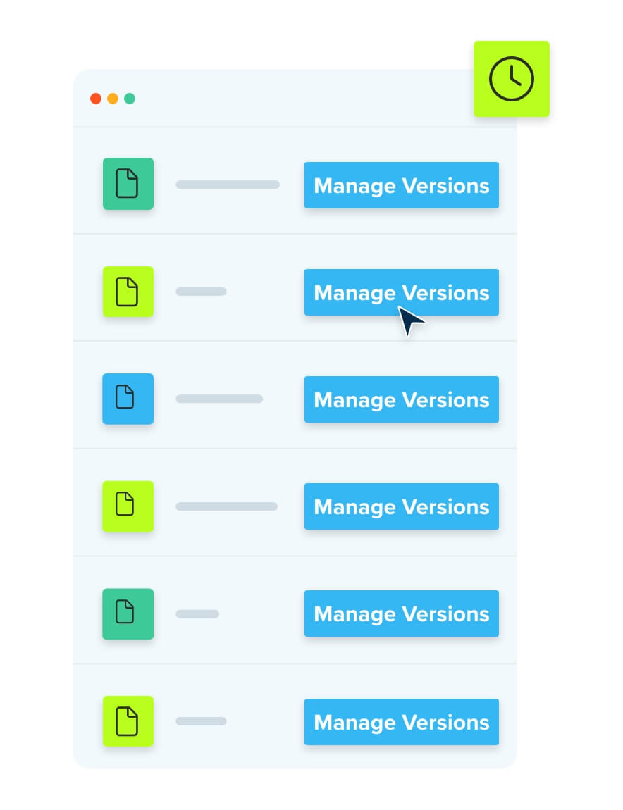 Manage Versions menu