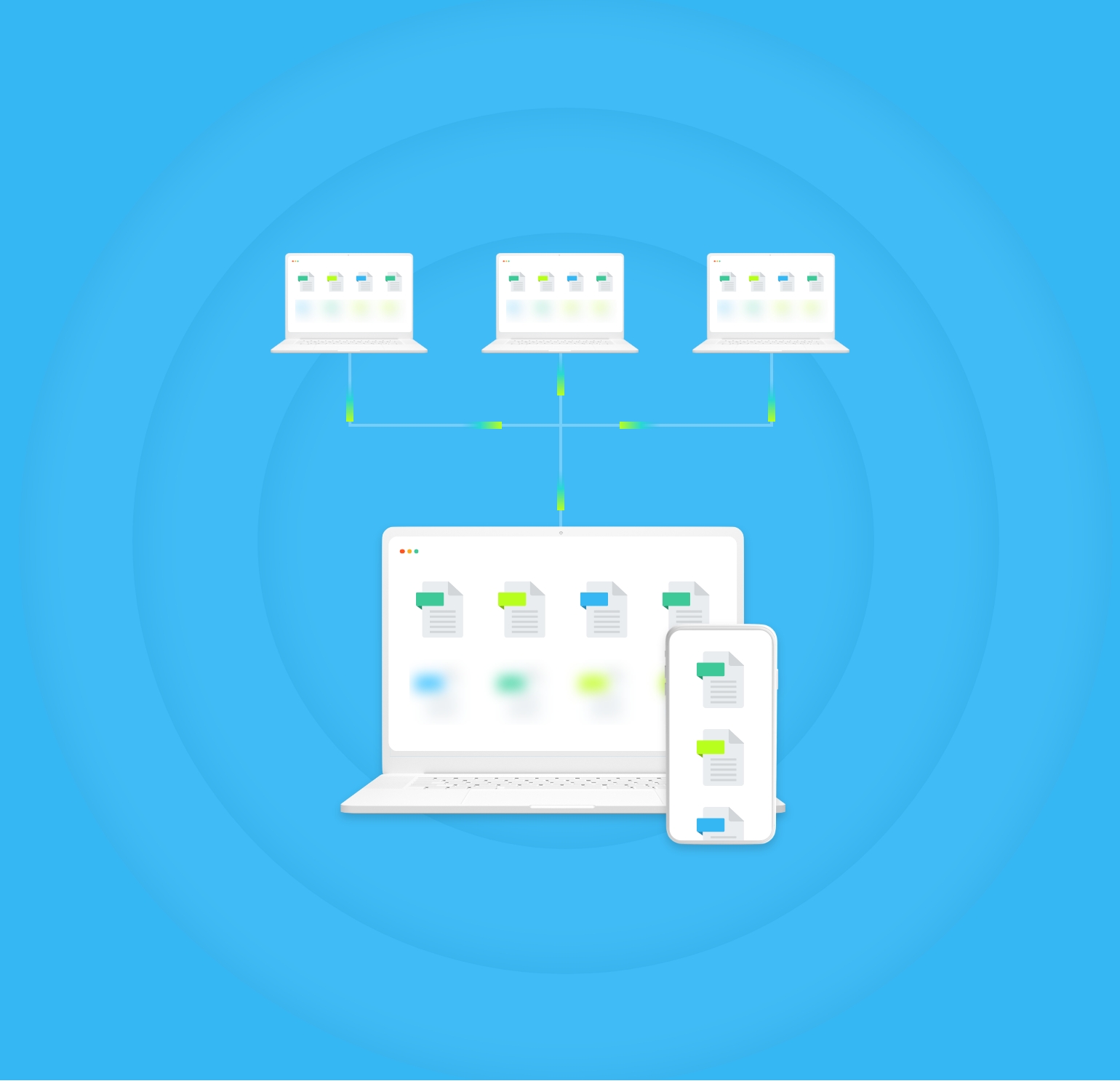 Connected laptops graphic