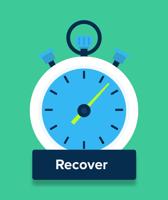 Clock graphic with recover button