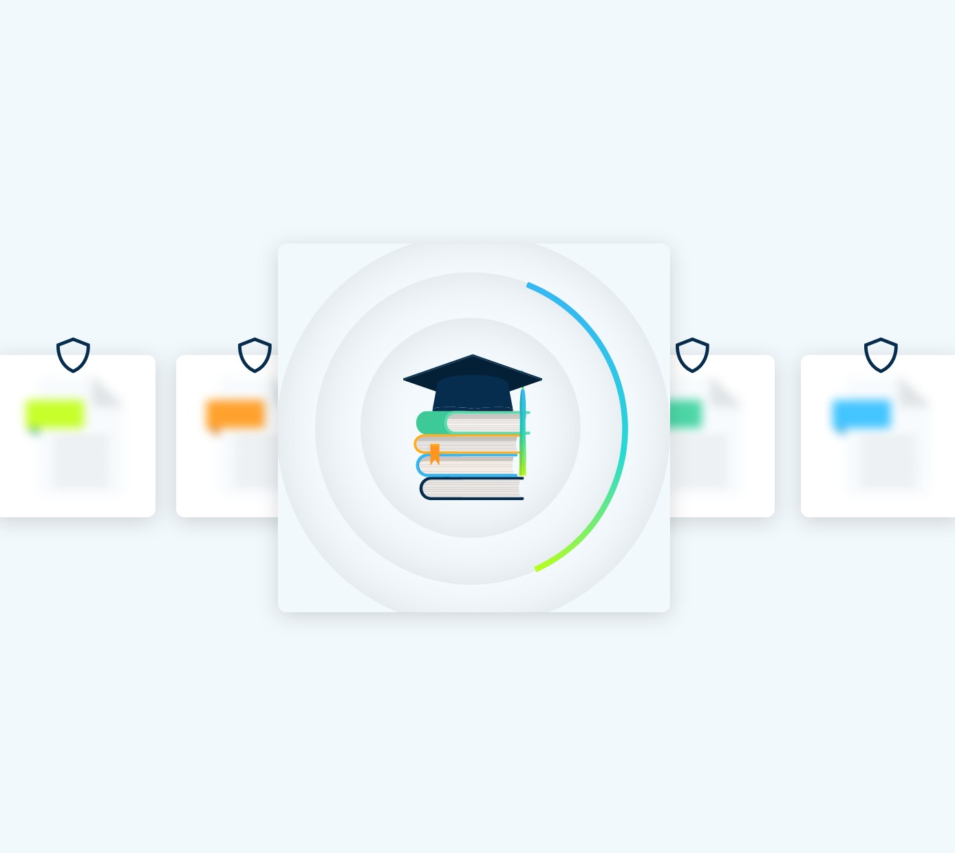 Higher Education book and Grad Cap icon selected in a menu