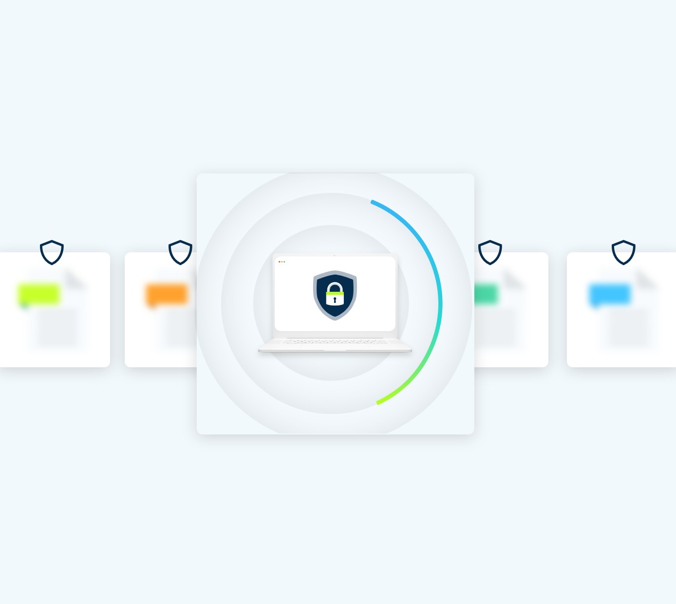 Shield and lock graphic on laptop selected in a menu