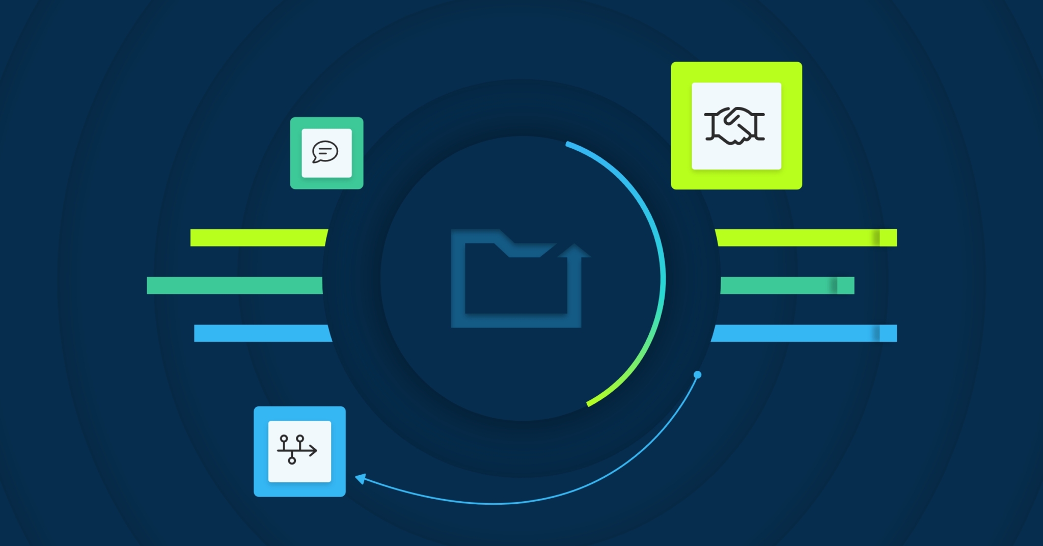 Graphics around a folder to help announce CrashPlan's endpoint backup solutions for MSPs