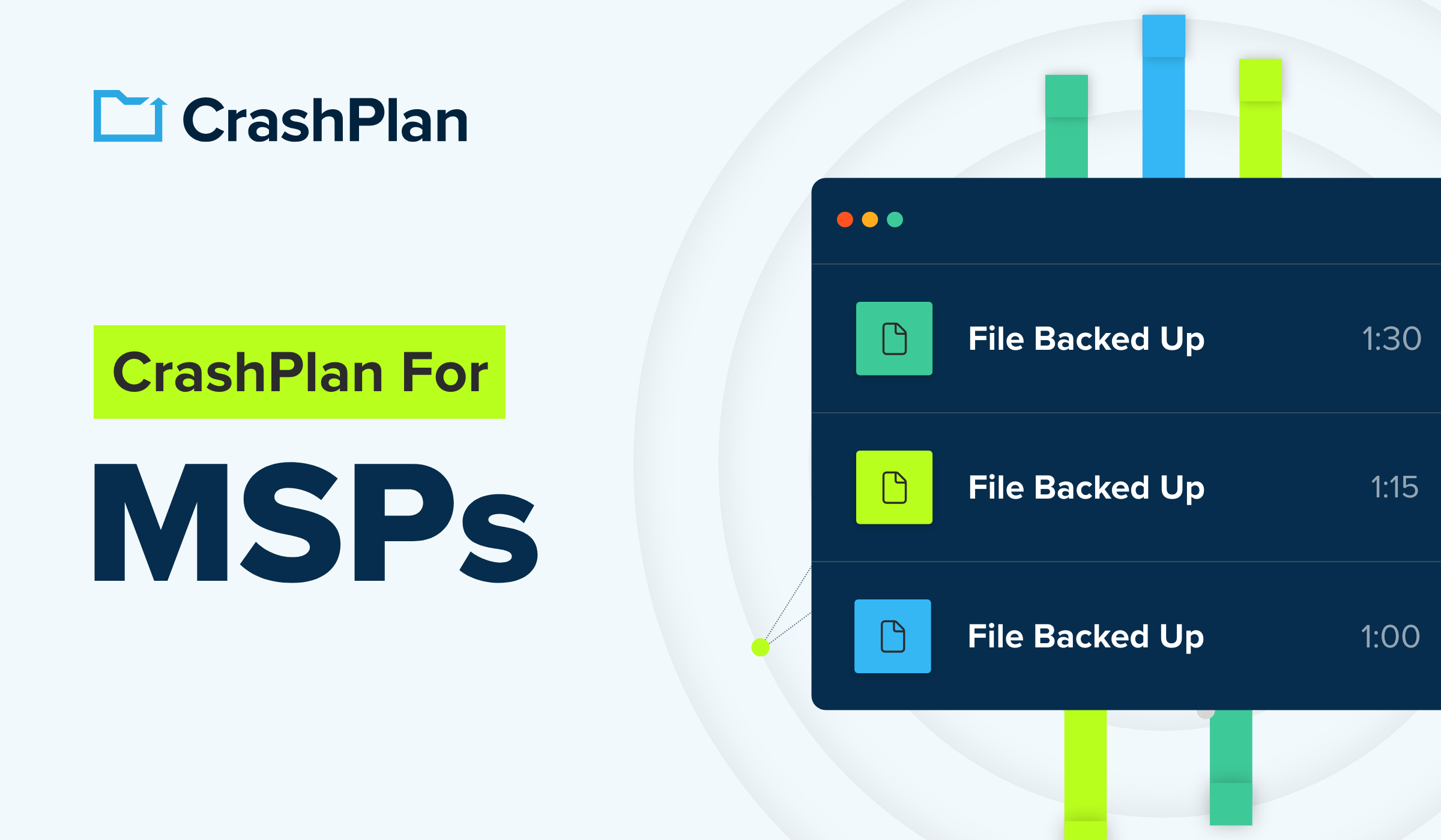 Press release announcing CrashPlan for MSPs with graphics that highlights how our endpoint backup solutions back up files every 15 minutes