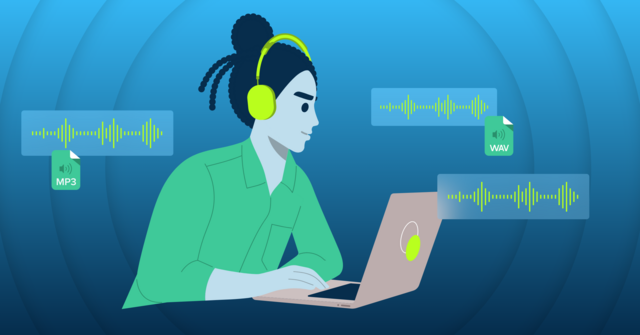 User listening to music while browsing on a computer